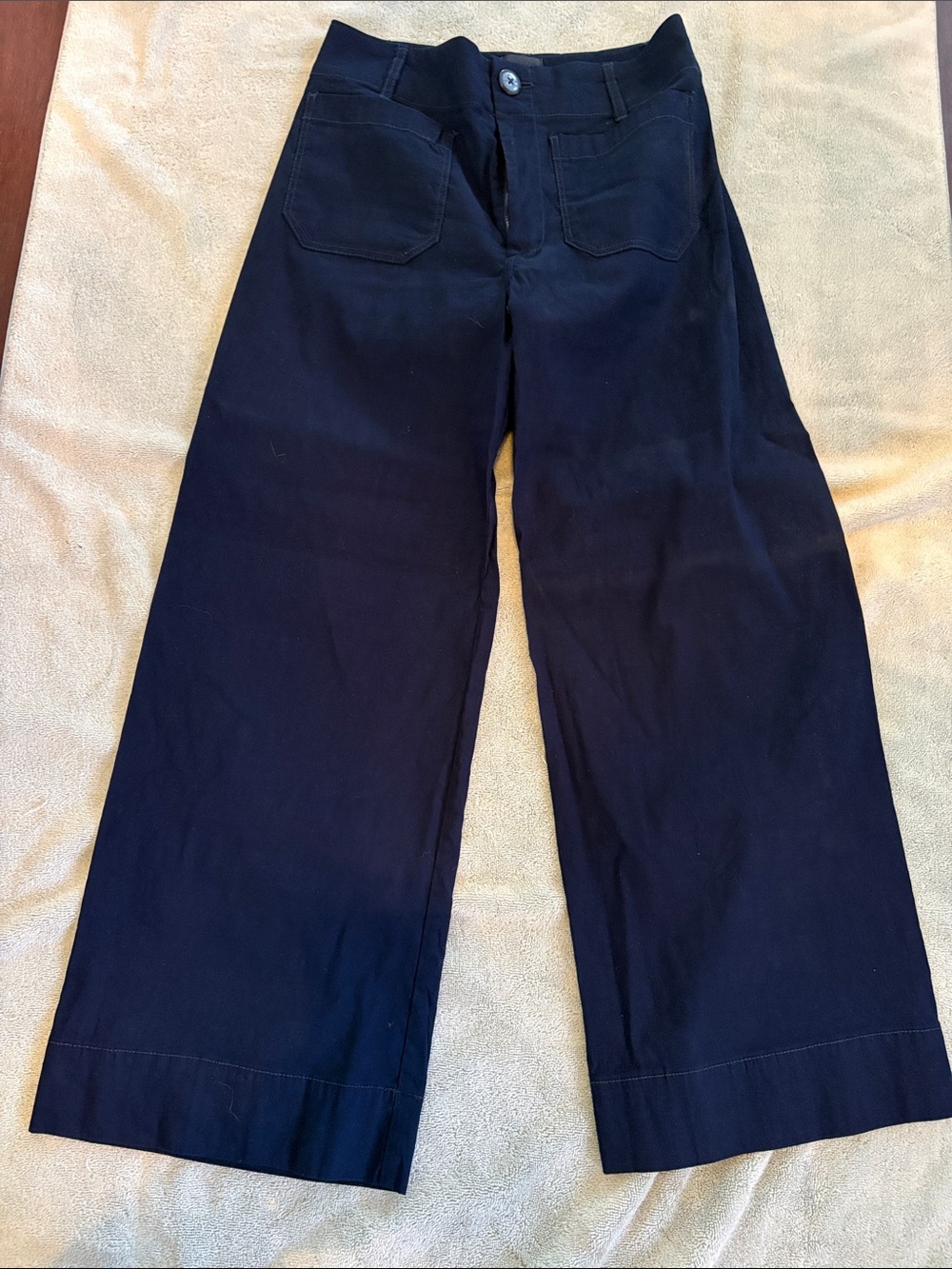 Maeve Wide-Leg Navy High-Rise Pants